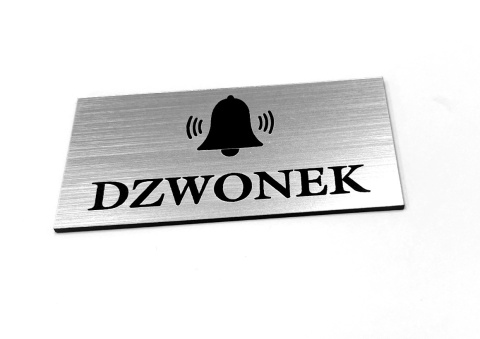 Tabliczka „Dzwonek” 8x4 cm, laminat, srebro szczotkowane - grawerowana