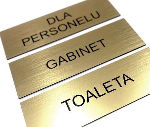 Tabliczki na drzwi 3 szt.- złoto szczotkowane -toaleta, gabinet, personel