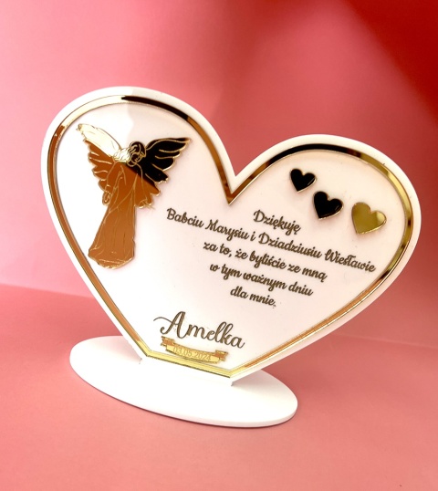 Personalizowana statuetka serce – podziękowanie na Komunię - Chrzest