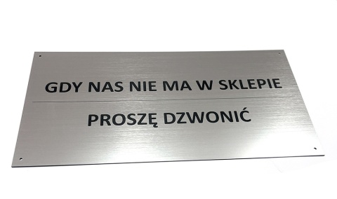 Tablicka firmowa grawerowana 40x22 cm Szyld reklamowy srebro szczotkowane