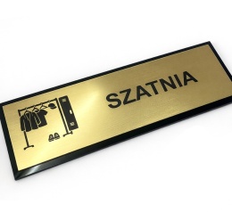 Tabliczka na drzwi - SZATNIA z grafiką grawerowana złoty szczotkowany