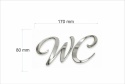 WC napis - plexi 3D – lustro srebrne – elegancki napis na drzwi